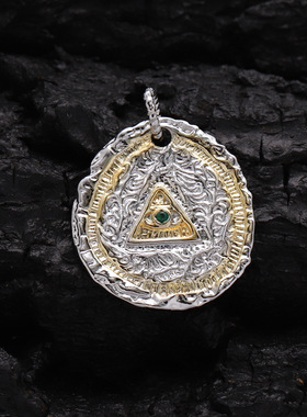 金银拼色唐草纹吊坠个性古法