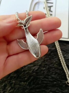 新款鲸落项链万物生男百搭感长款鲸鱼潮女轻奢小众毛学生衣链包邮