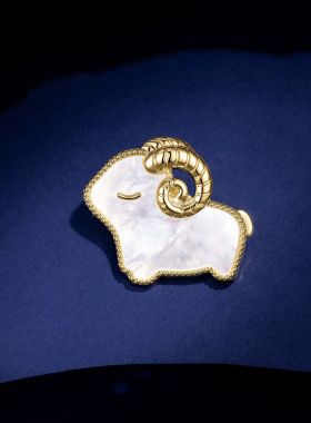 生肖小羊胸针女可爱仿贝母绵羊胸花小众设计别针装饰领口衣服配饰