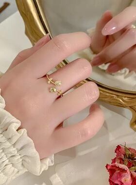2026年双生之花戒指复古温柔田园风玫瑰花朵戒指指环仙女包邮