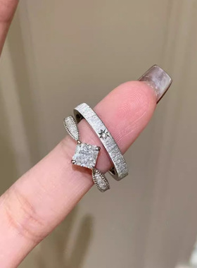 拉丝方糖甜美方指女复古精致小众轻奢感指环包邮