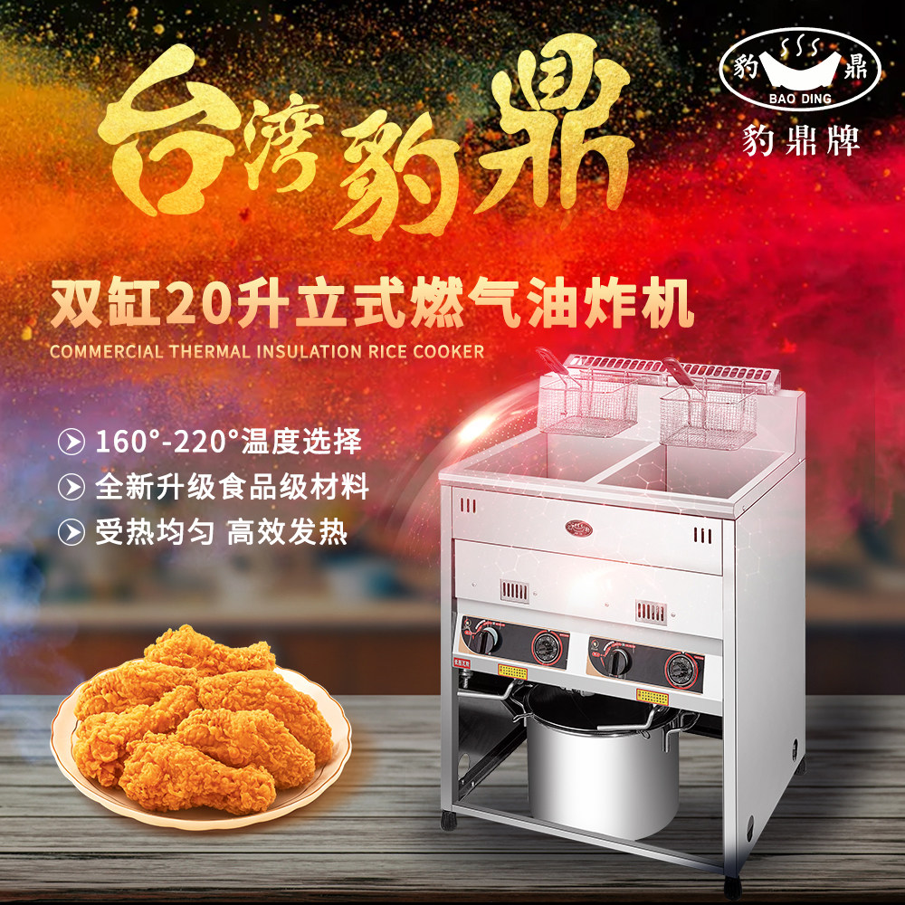 台湾豹鼎双缸恒温煤气油炸锅
