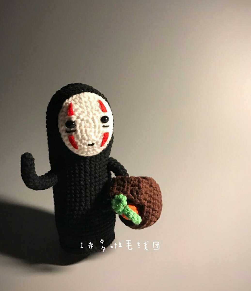 千与千寻无脸男 钩针玩偶图解钩编公仔教程毛线diy无视频非成品
