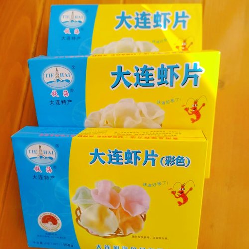 大连特产铁海怀旧虾片150g*3盒