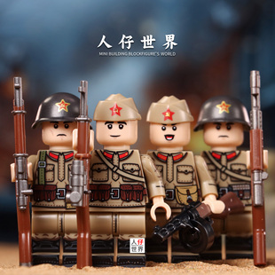 第三方二战苏联苏军步士兵战士狙击手塑料积木小人仔战争军事玩具
