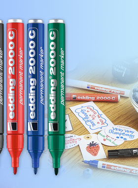 德国艾迪记号笔edding2000C可充墨油性金属标记笔黑色铝杆马克笔