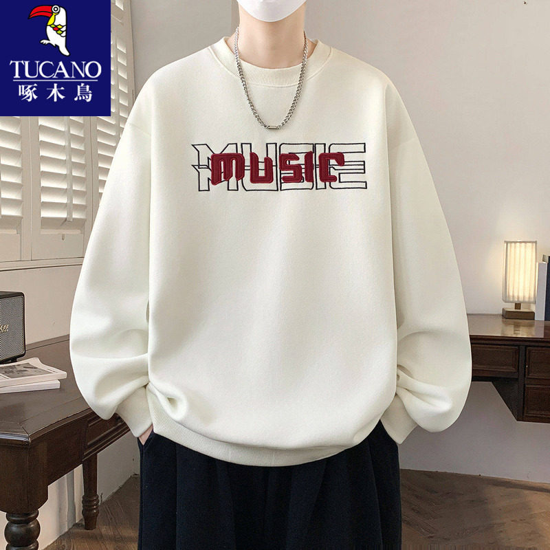 啄木鸟卫衣男春秋季2026新款圆领长袖t恤男士潮牌上衣帅气打底衫T,男装,卫衣,淘宝优惠券,粉丝福利购,淘宝优惠卷