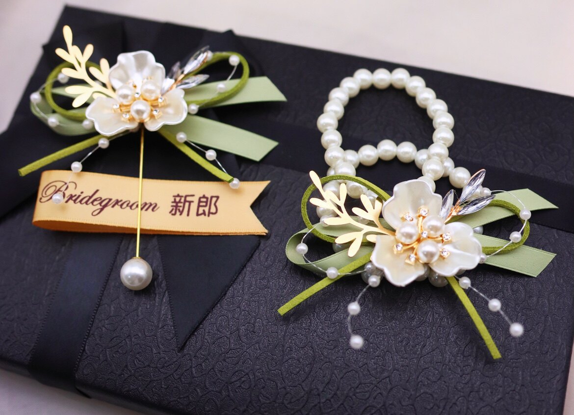 森系户外绿色清新高档结婚礼新郎新娘韩式襟花手腕花伴娘伴郎胸花