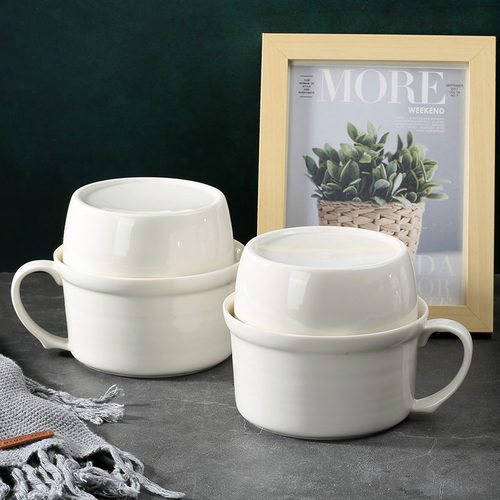 泡面碗带盖陶瓷大盖碗防尘可微波