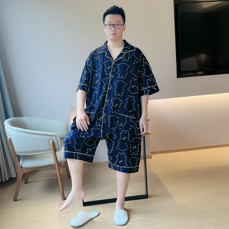 睡衣男夏季2025年新款纯棉短袖短裤大码夏天薄款可外穿家居服套装