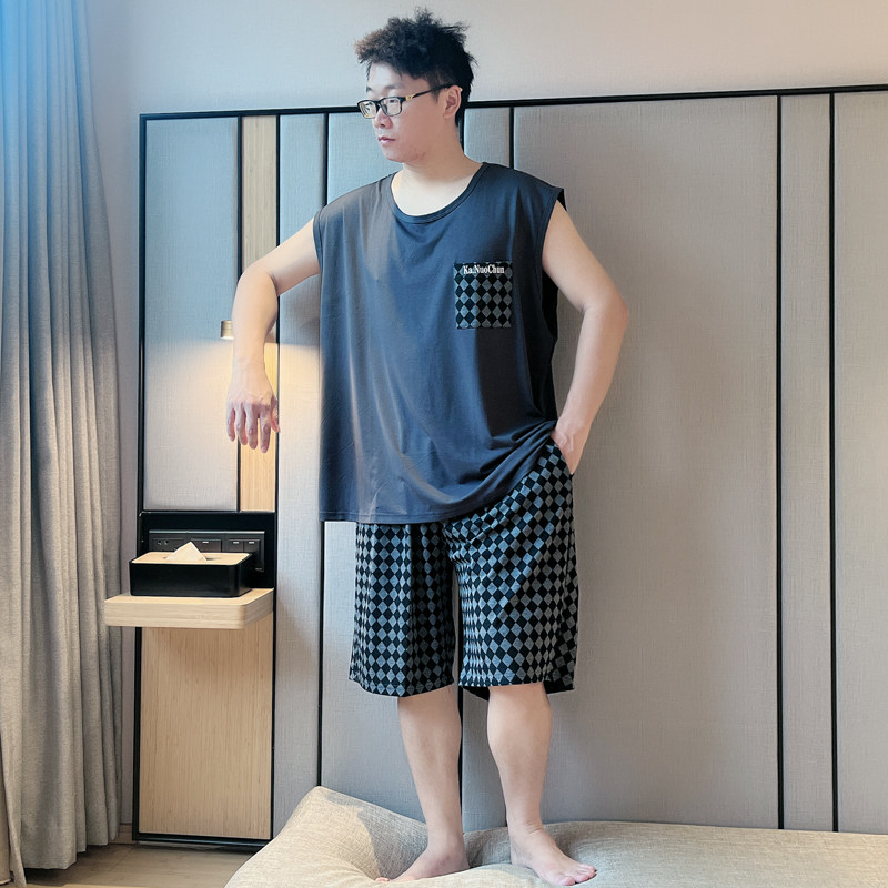 新款睡衣男士夏季莫代尔背心无袖家居服男款冰丝凉感宽松大码胖子