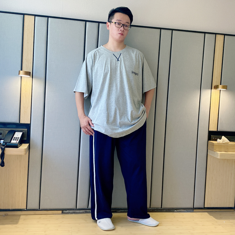 男睡衣春夏款2025新款纯棉短袖全棉套头大码加肥加大300斤家居服