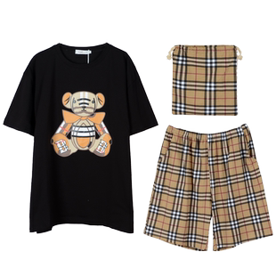 网红爆款ins潮情侣睡衣夏天女薄款纯棉加大码200斤男士家居服套装