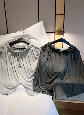 男士五分睡裤短宽松休闲夏天莫代尔纯色亲肤大码家居服可外穿裤衩