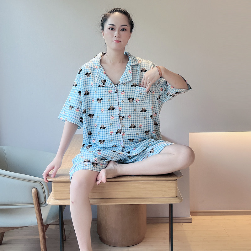 200斤家居服夏季女款可爱格套装图片