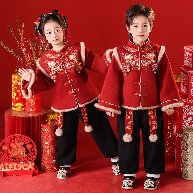 元旦儿童加绒加厚套装