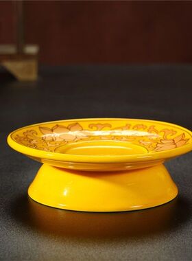 小号陶瓷黄色莲花果盘供佛观音佛前贡品供盘佛具用品果碟佛龛供碟