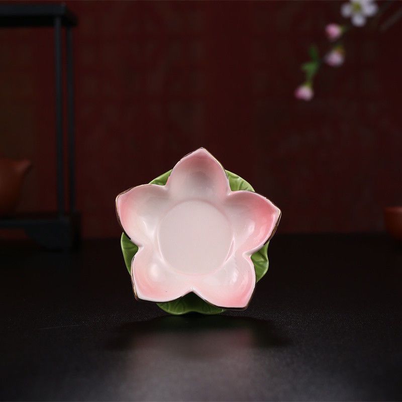 陶瓷酥油灯烛台蜡烛灯座莲花灯台家用供佛观音摆件香具用品荷叶台