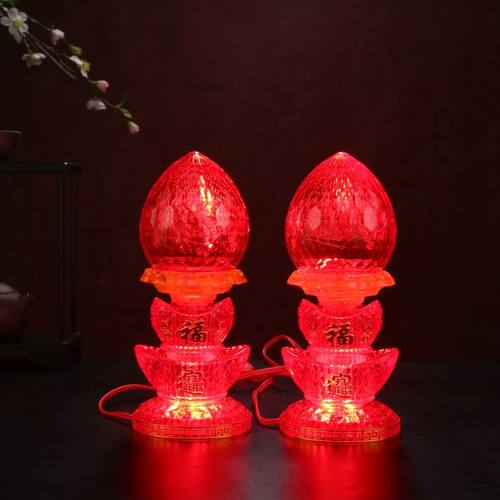 招财神明灯新款电烛灯插电式LED大红蜡烛灯可供佛财神爷灯观音灯