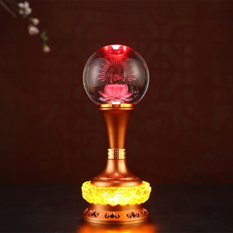 莲花灯佛供灯插电七彩led佛灯仙家灯家用长明灯水晶观音荷花灯