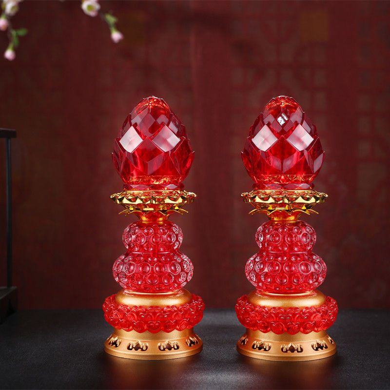 仙家供灯家用水晶插电长明灯佛堂仙堂用品供桌灯七彩莲花灯佛供灯