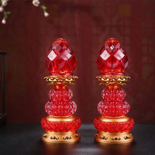 仙家供灯家用水晶插电长明灯佛堂仙堂用品供桌灯七彩莲花灯佛供灯