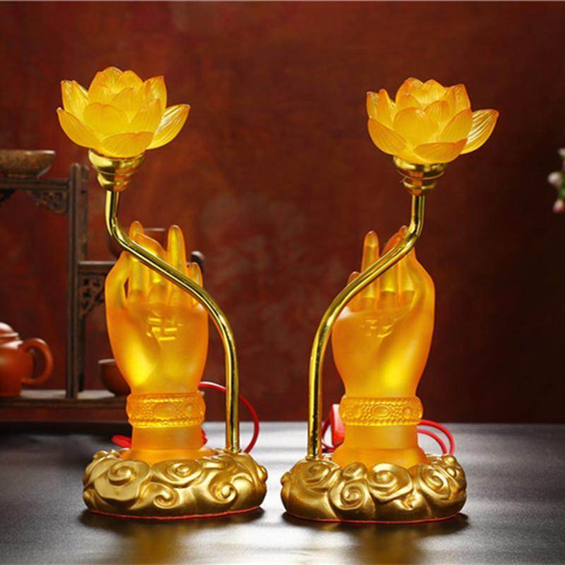 佛手琉璃灯 莲花灯led七彩佛灯佛堂佛灯观音菩萨长明灯