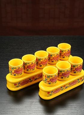 水杯酒杯仙家茶杯家用酒盅三杯财神五杯供佛招财进宝观音陶瓷佛前