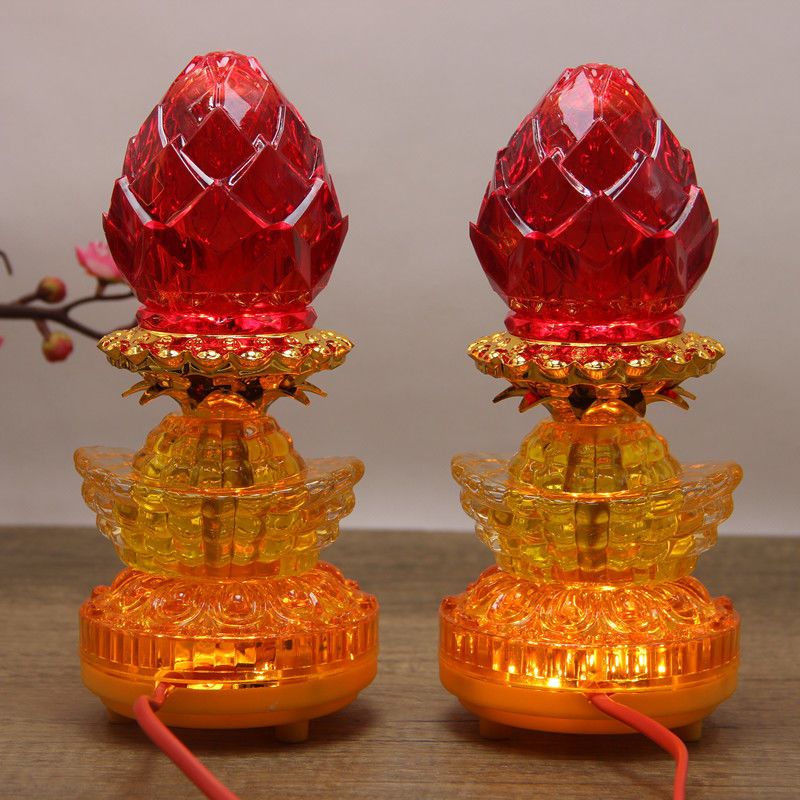 佛前供灯佛堂LED七彩莲花灯长明灯荷花灯佛台神台财神灯观音一支