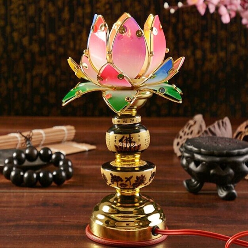 家用长明灯插电佛灯佛前供灯荷花灯供佛led佛台七彩莲花灯财神灯
