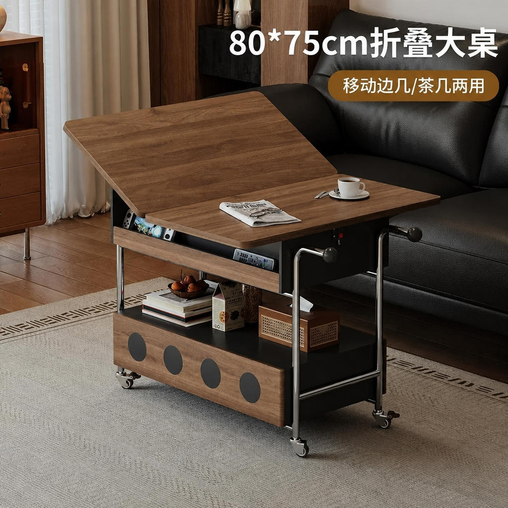 中古风折叠可移动茶几客厅小户型