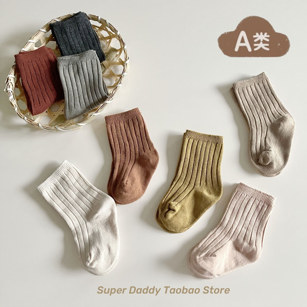 婴儿童袜子春秋薄款纯棉中筒男童女童婴幼儿松口秋冬季中大童棉袜