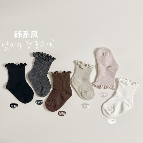 木耳边不勒腿中筒袜韩系春夏