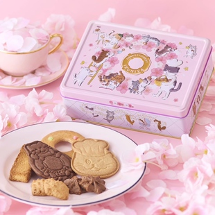 【春季限定】日本泉屋IZIMIYA猫咪樱花曲奇饼干浮世绘艺术铁罐