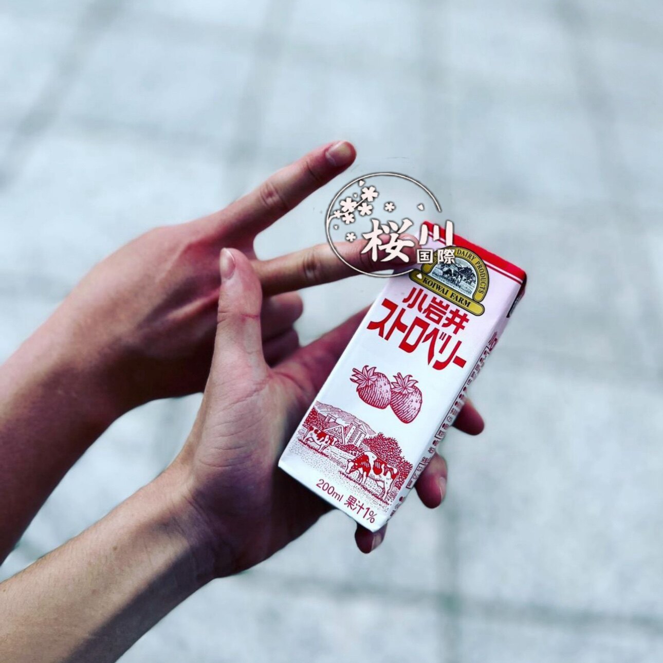 日本小岩井草莓味乳饮料盒装200ml