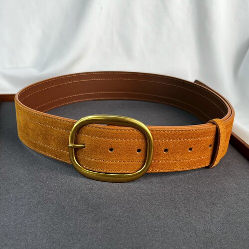 皮带二层牛皮女香妃绒贴片