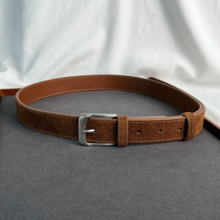 呢大衣 腰带搭配休闲裤 韩版 流行反绒皮带简约二层牛皮仿麂皮绒女式