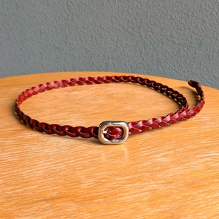 26夏新法式 半裙潮 休闲复古编织细腰带千禧风亮银扣小皮带配低腰裤