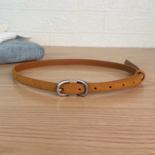 25冬韩系翻毛皮绒面皮带二层牛皮反绒腰带女胯部装饰配短裙低腰裤