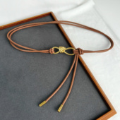 饰连衣裙长衬衫 春夏新款 百搭轻熟风细皮绳小个子收腰装 细腰带腰绳