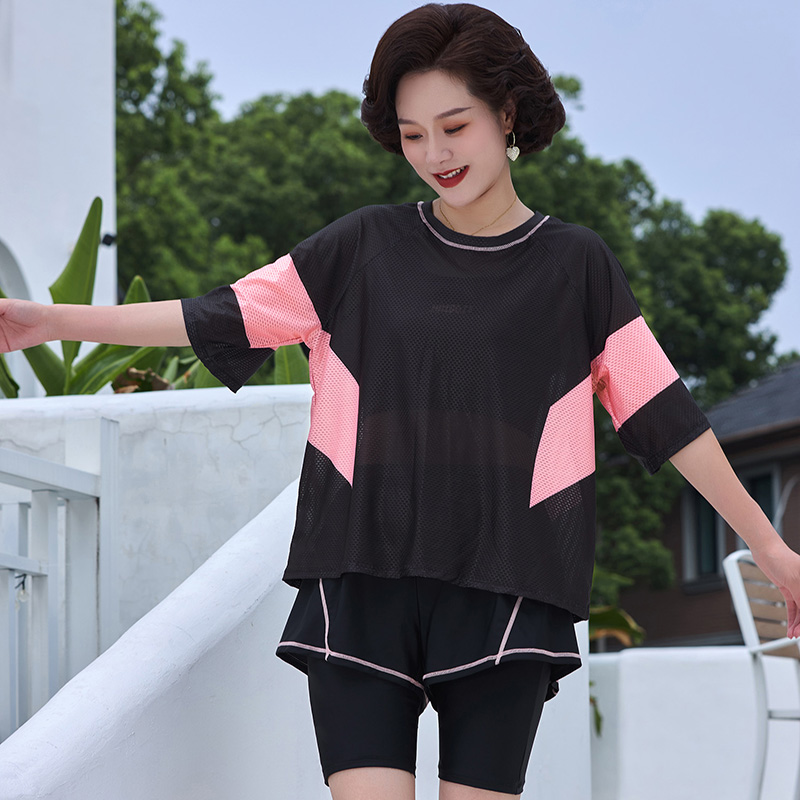 2025新款三件套泳衣女泡温泉遮肚显瘦微胖绝美胖MM保守罩衫游泳衣