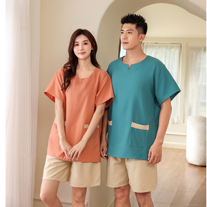 汗蒸服女2023新款纯棉情侣装弹力洗浴中心洗浴服桑拿服女浴服男款