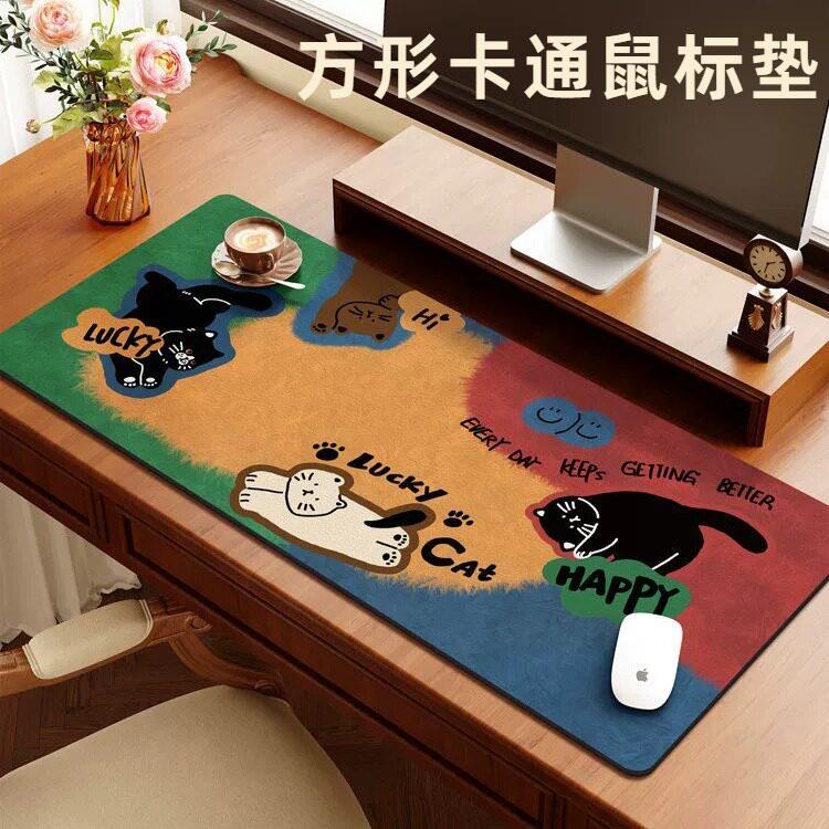 超萌小猫鼠标垫新款卡通办公桌垫键盘垫子防滑长方形学生书桌垫