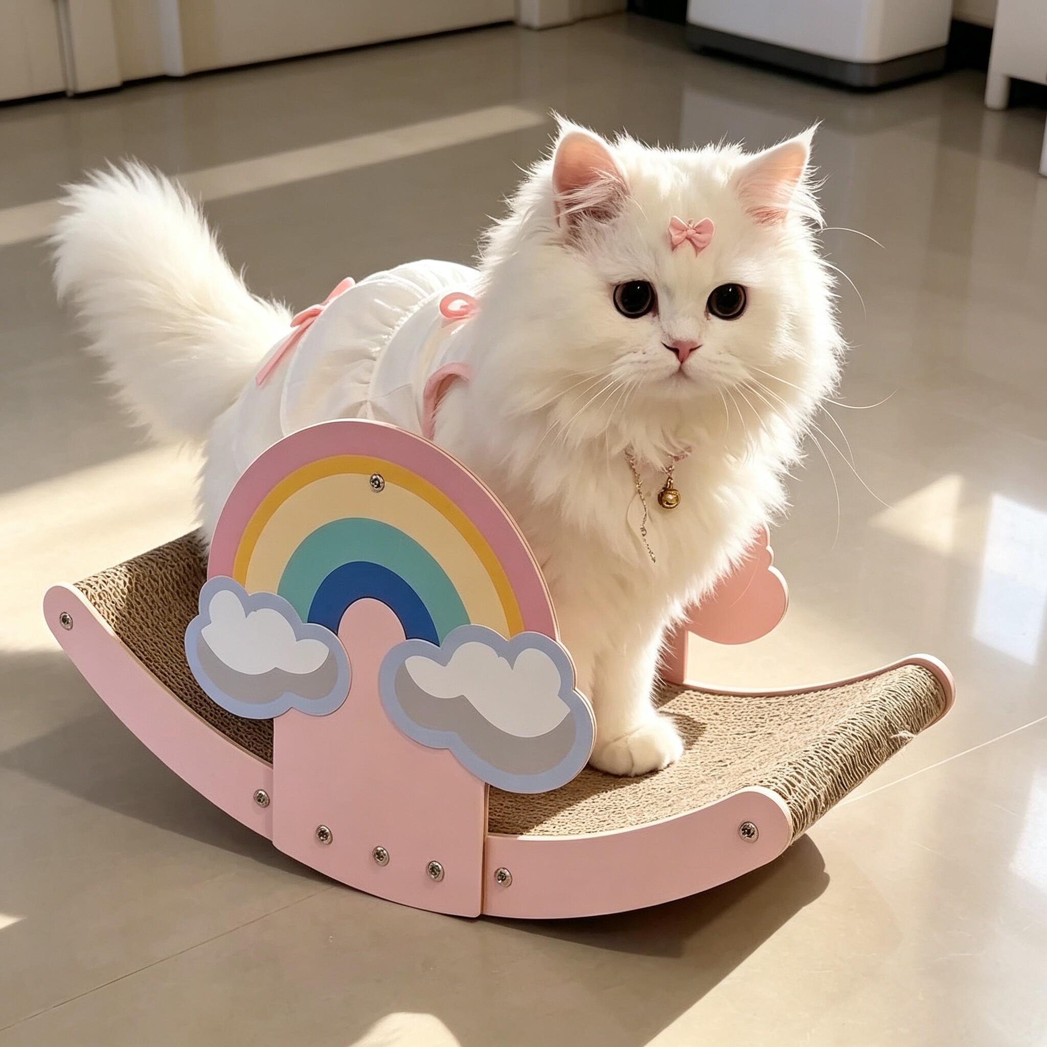 彩虹猫抓板猫窝一体耐磨不掉屑磨爪子自嗨解闷猫咪摇摇椅猫玩具