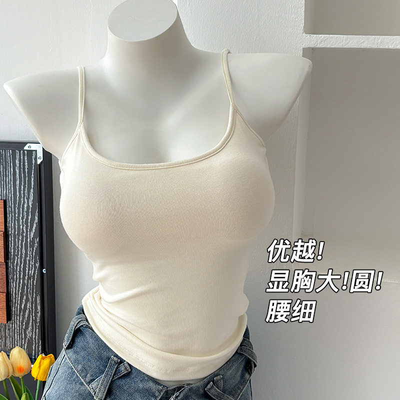 漫画胸外扩吊带背心女外穿夏季修身显瘦小胸显大辣妹内搭打底上衣