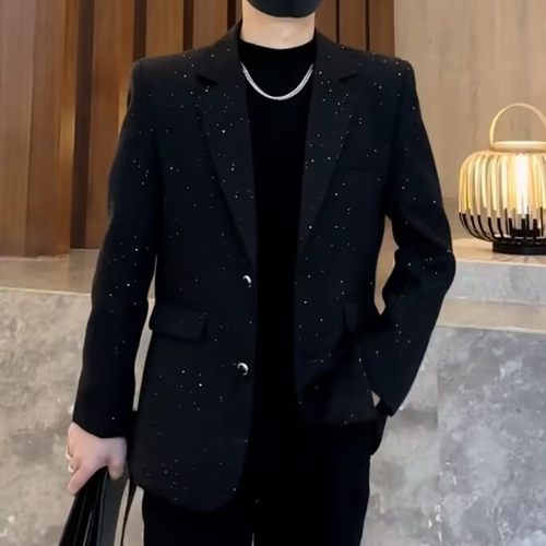 高级感烫金西装外套男宽松2025秋