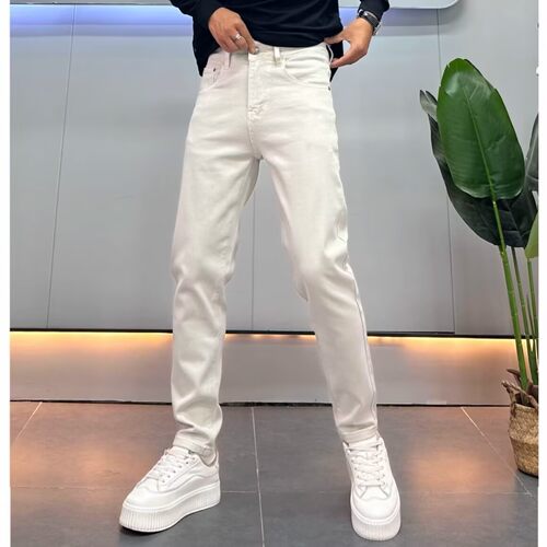 高端简约牛仔裤男修身小脚九分