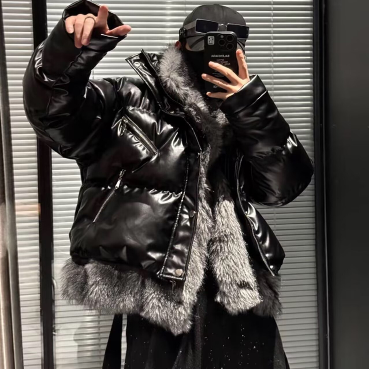 高级感假两件棉衣男大翻领秋冬