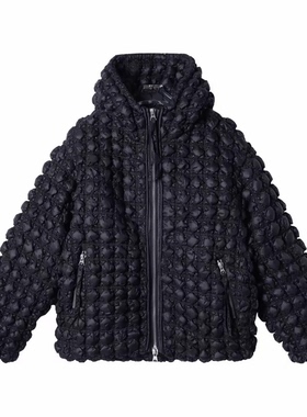 高端潮牌鹅绒服男连帽外套2025冬季新款时尚个性褶皱保暖羽绒衣服