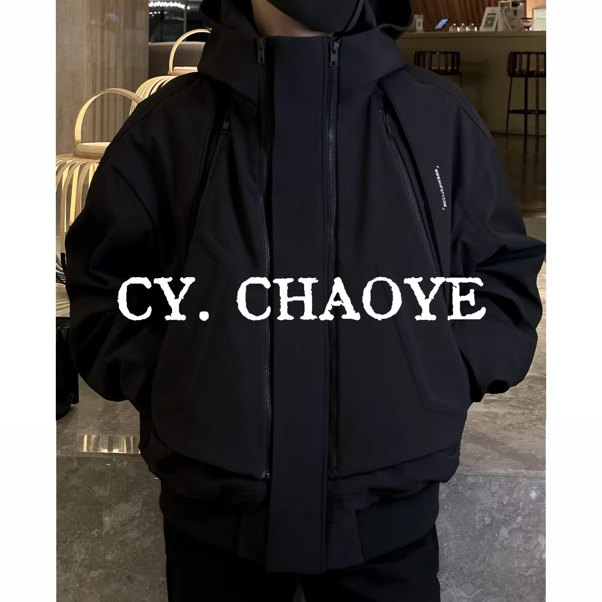 高端鹅绒服男士连帽可脱卸冬季新款时尚帅气保暖冲锋衣潮牌羽绒服